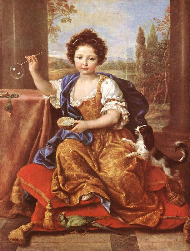 MIGNARD, Pierre Girl Blowing Soap Bubbles Norge oil painting art